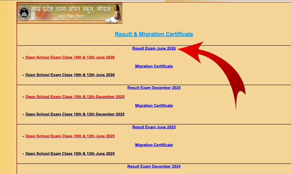 MPSOS Ruk Jana Nahi Result 2026: Check Class 10th & 12th Result Online @ www.mpsosresult.com